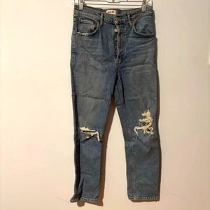 Agolde Distressed Straight Leg Button Fly Riley High Rise Jeans Size 26